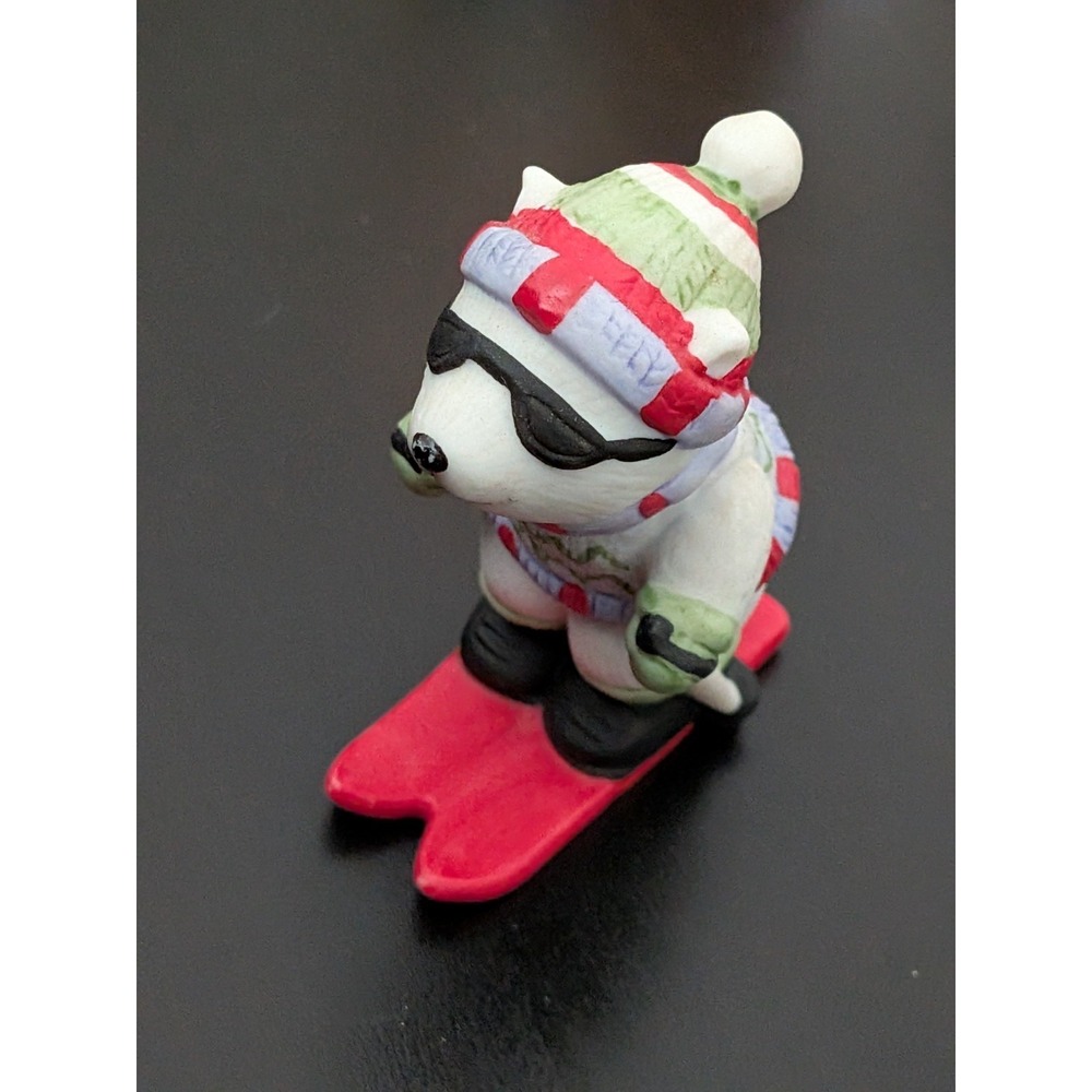 Skiing Polar Bear Figure Porcelain 2.5" Bronson Bears‎ Of Distinction
